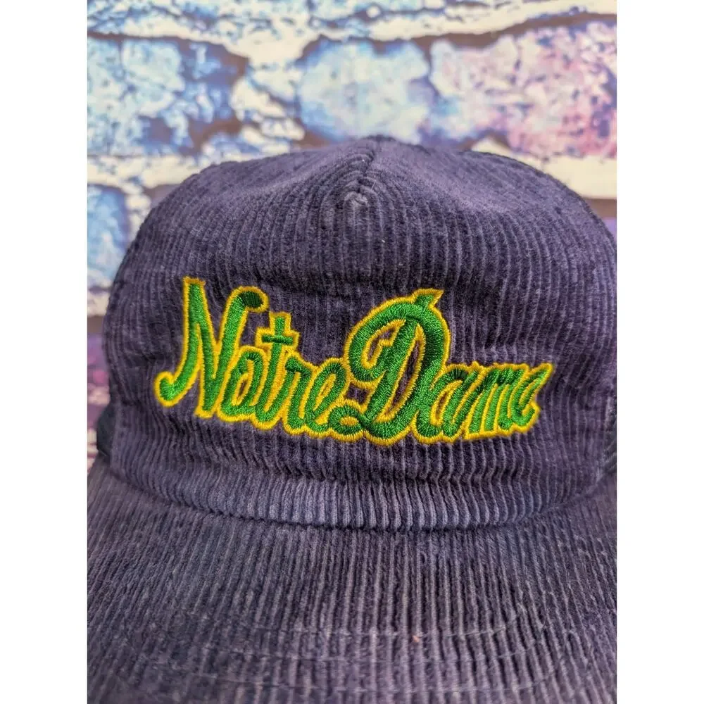 Vintage Script Notre Dame Fighting Irish Football Corduroy Hat Sportcap